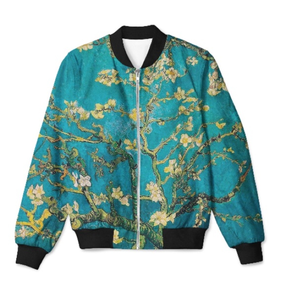 Turquoise Flowered Bomber Jacket